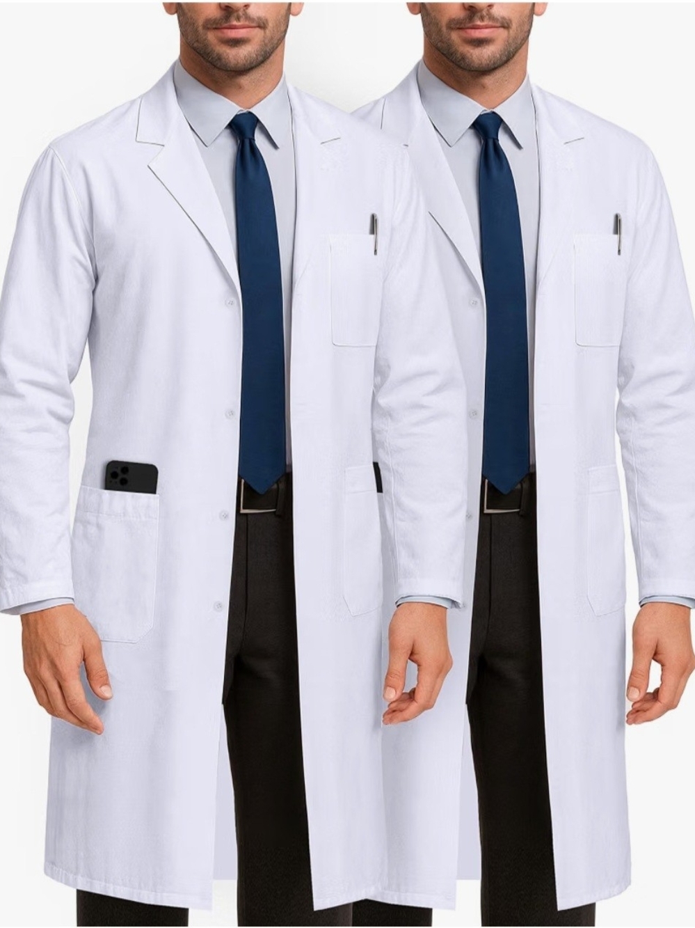 Medical Lab Coat with Long Sleeves Button-Front Closure Machine Washable
